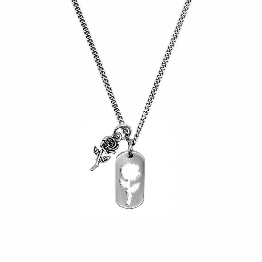 ㉒Dog Tag 薔薇 チェーン付き Silver925 Silver Rose Dog Tag Necklace – Serge DeNimes