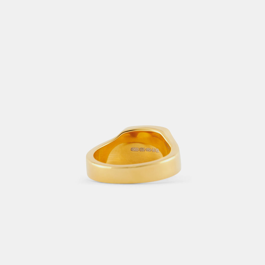 Gold Cushion Malachite Ring