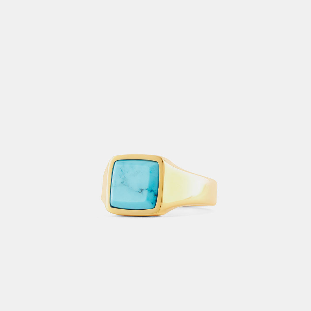 Gold Cushion Turquoise Ring