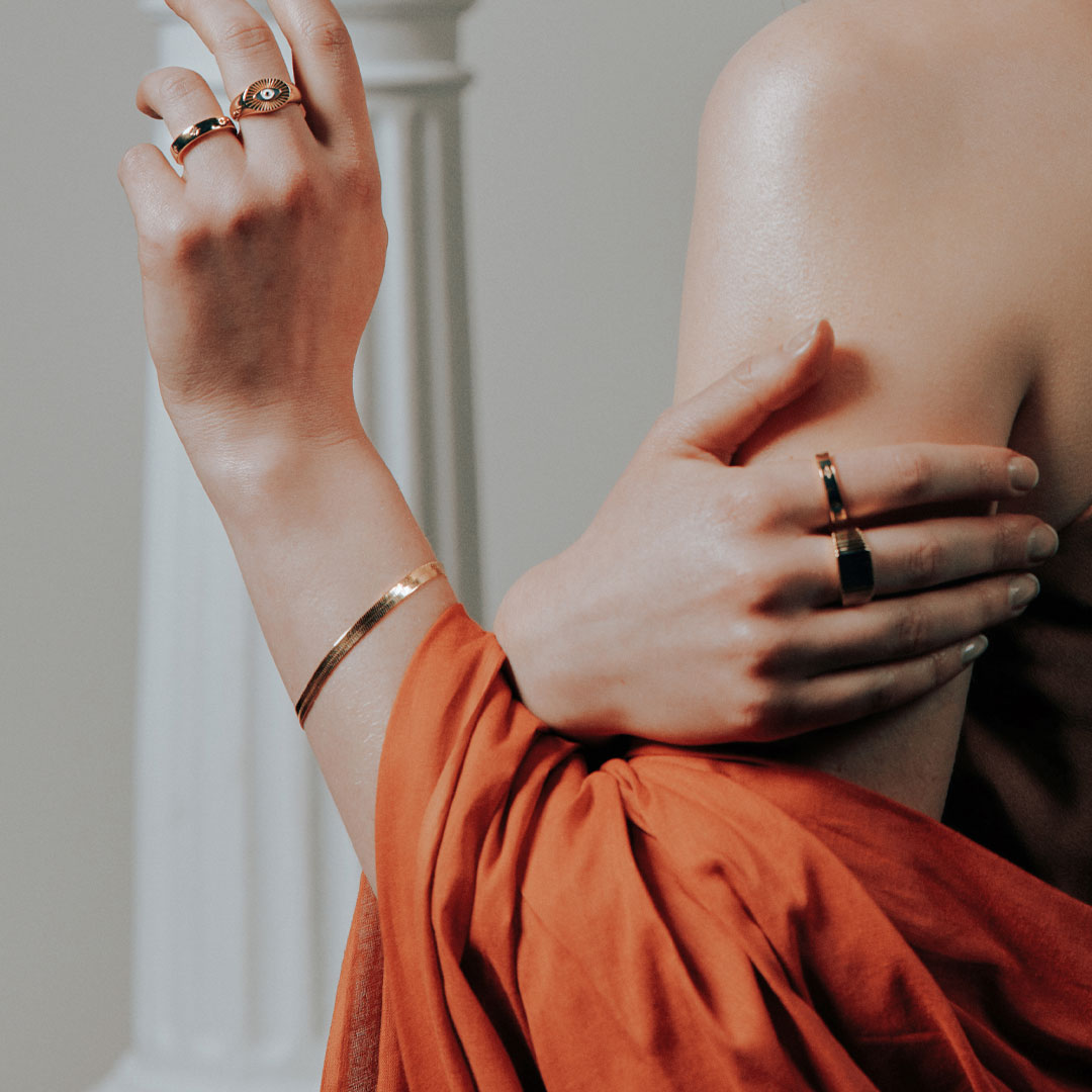 Gold Plated Silver Flat Snake Bracelet