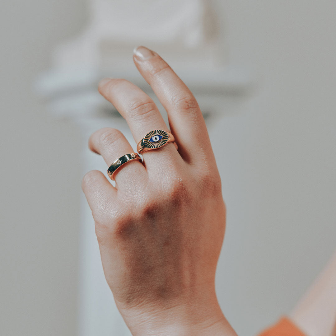 Gold Plated Silver Seven Ring