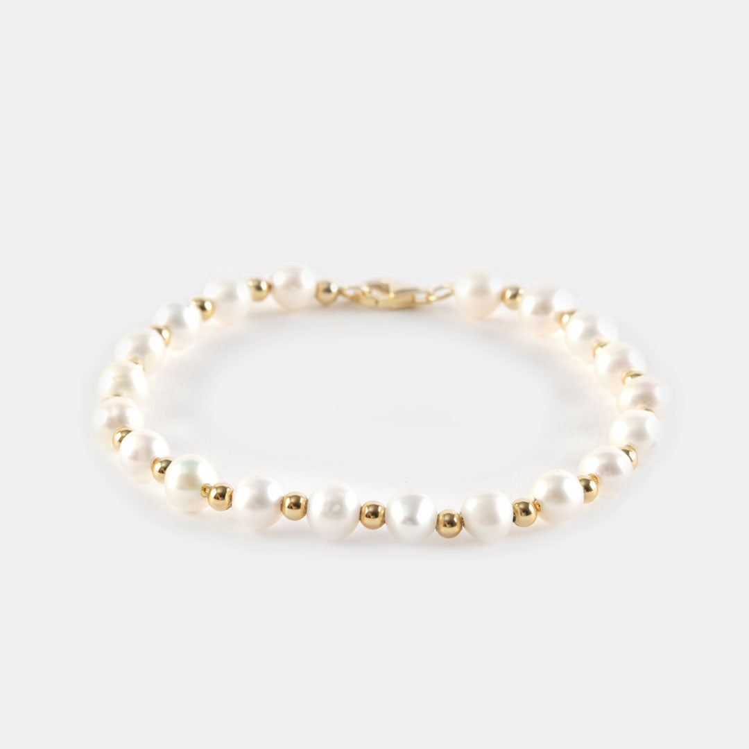 Gold Plated Silver Pearl Bead Bracelet