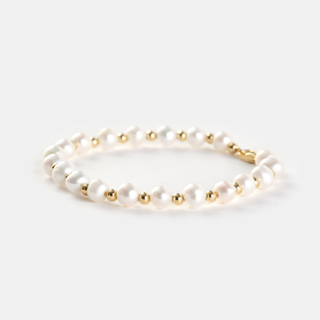Gold Plated Silver Pearl Bead Bracelet