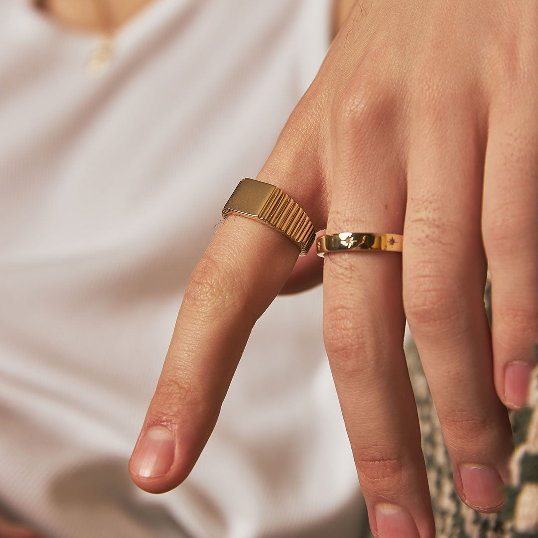 Gold Pyramid Ring