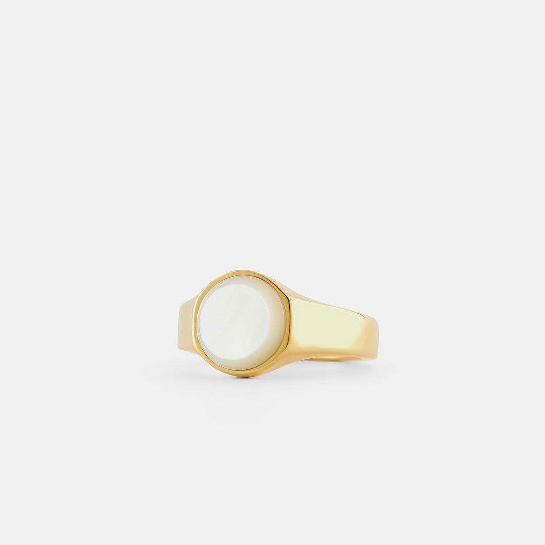 Gold Round Mother of Pearl Ring