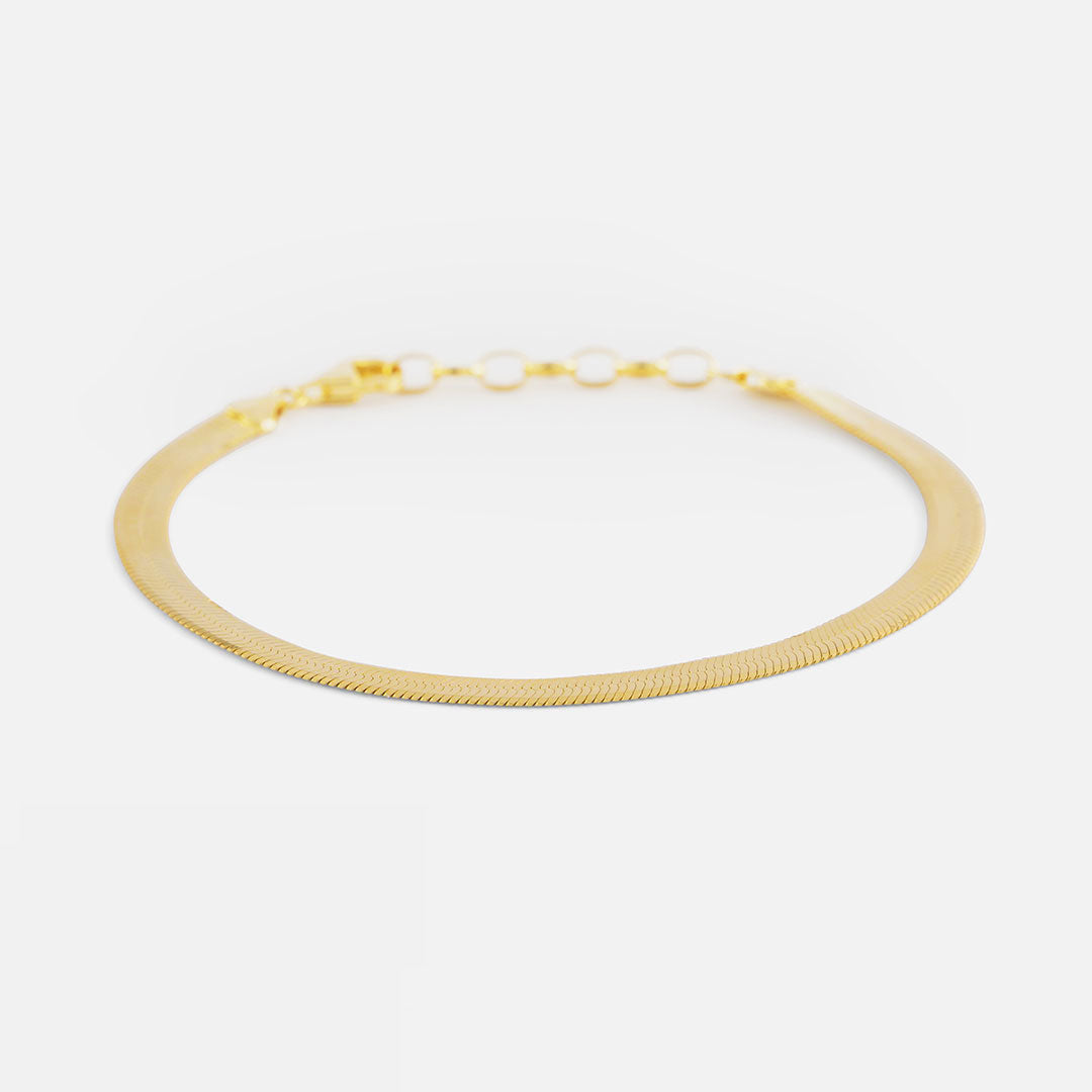 Gold Plated Silver Flat Snake Bracelet