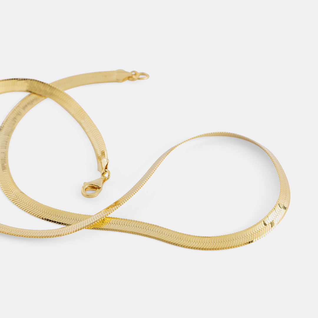 Gold Plated Silver Flat Snake Chain