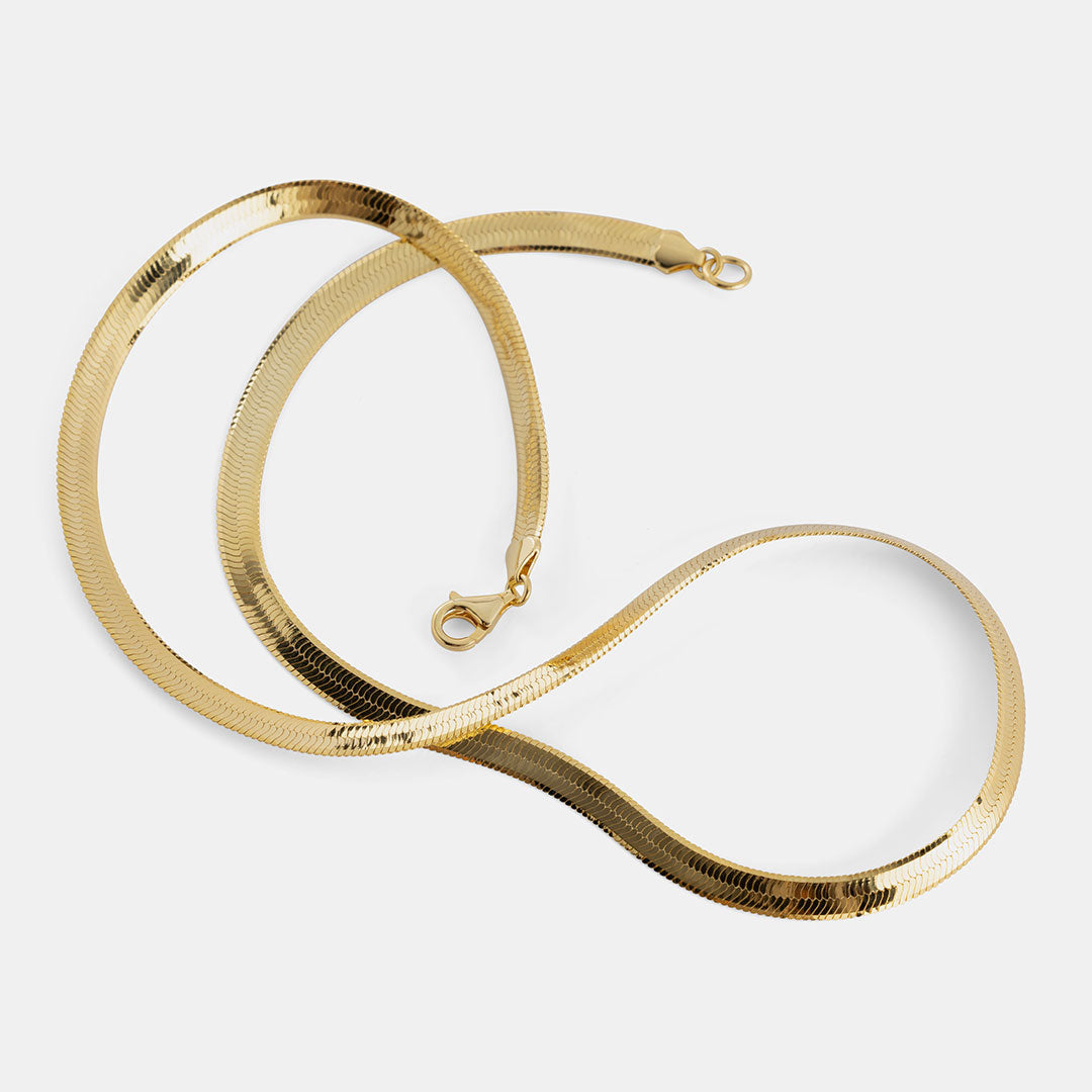 Gold Plated Silver Flat Snake Chain