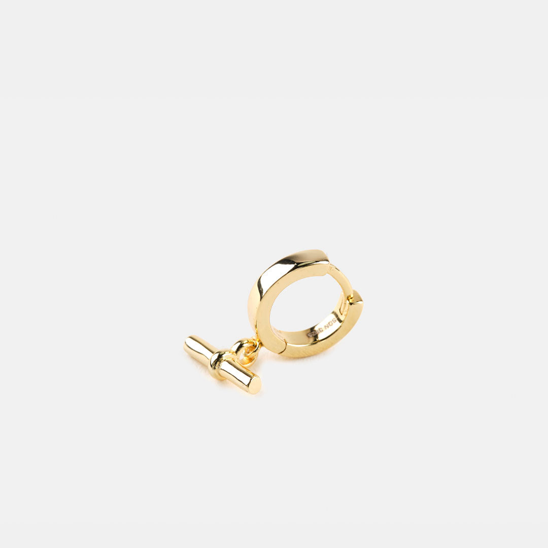 Gold Plated Silver T-Bar Earring