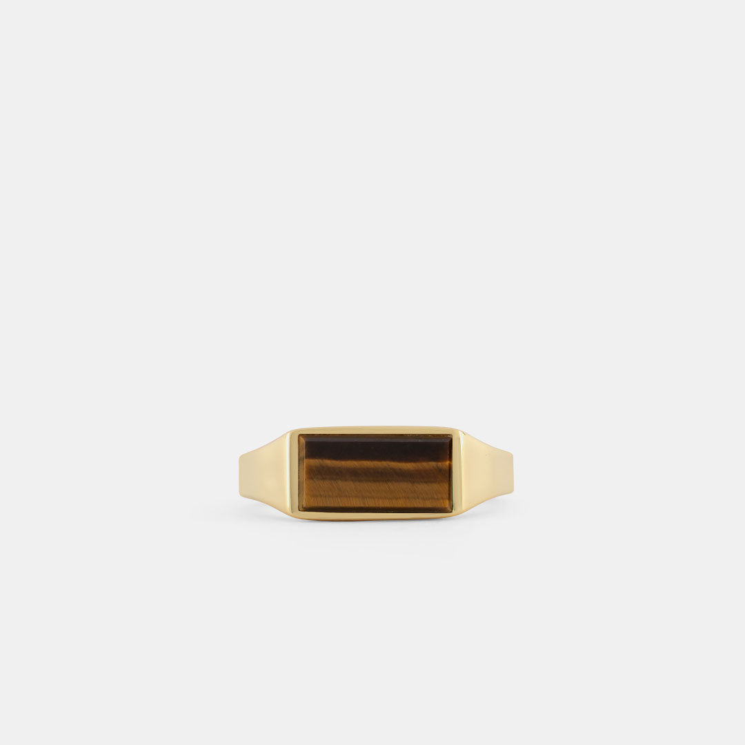 Gold Plated Silver Rectangle Tigers Eye Ring Gold Plated Silver Rectangle Tigers Eye Ring