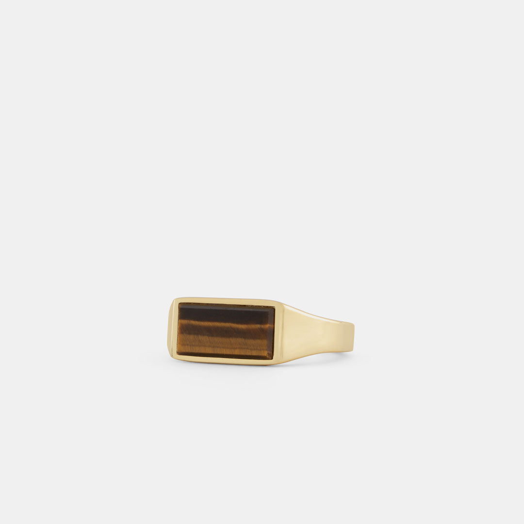 Gold Plated Silver Rectangle Tigers Eye Ring Gold Plated Silver Rectangle Tigers Eye Ring