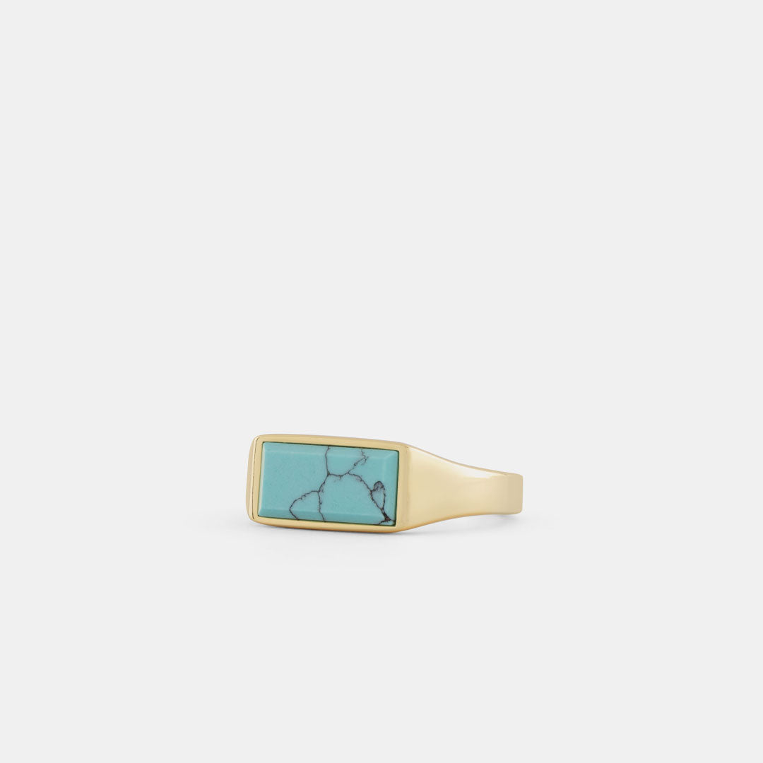 Gold Plated Silver Rectangle Turquoise Ring Gold Plated Silver Rectangle Turquoise Ring
