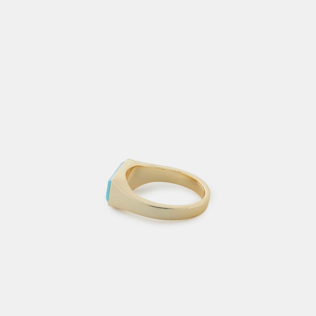Gold Plated Silver Rectangle Turquoise Ring Gold Plated Silver Rectangle Turquoise Ring