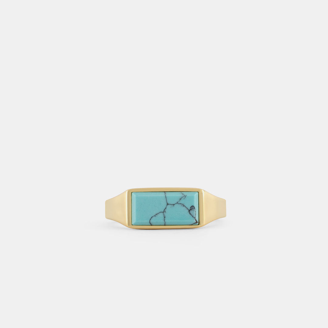 Gold Plated Silver Rectangle Turquoise Ring Gold Plated Silver Rectangle Turquoise Ring