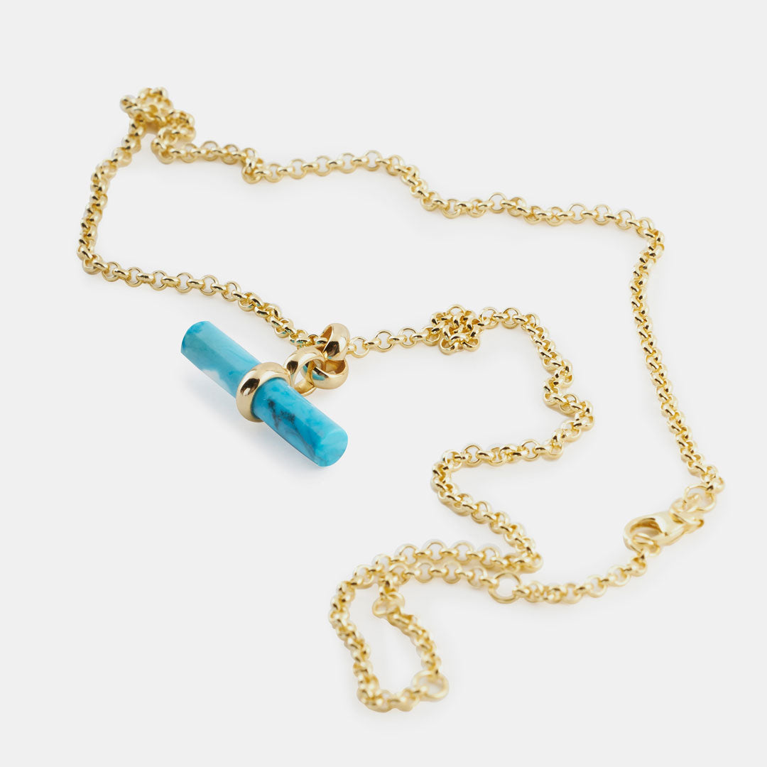 Gold Turquoise T-Bar Necklace