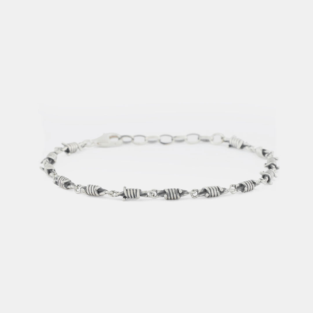 Silver Barbed Wire Bracelet