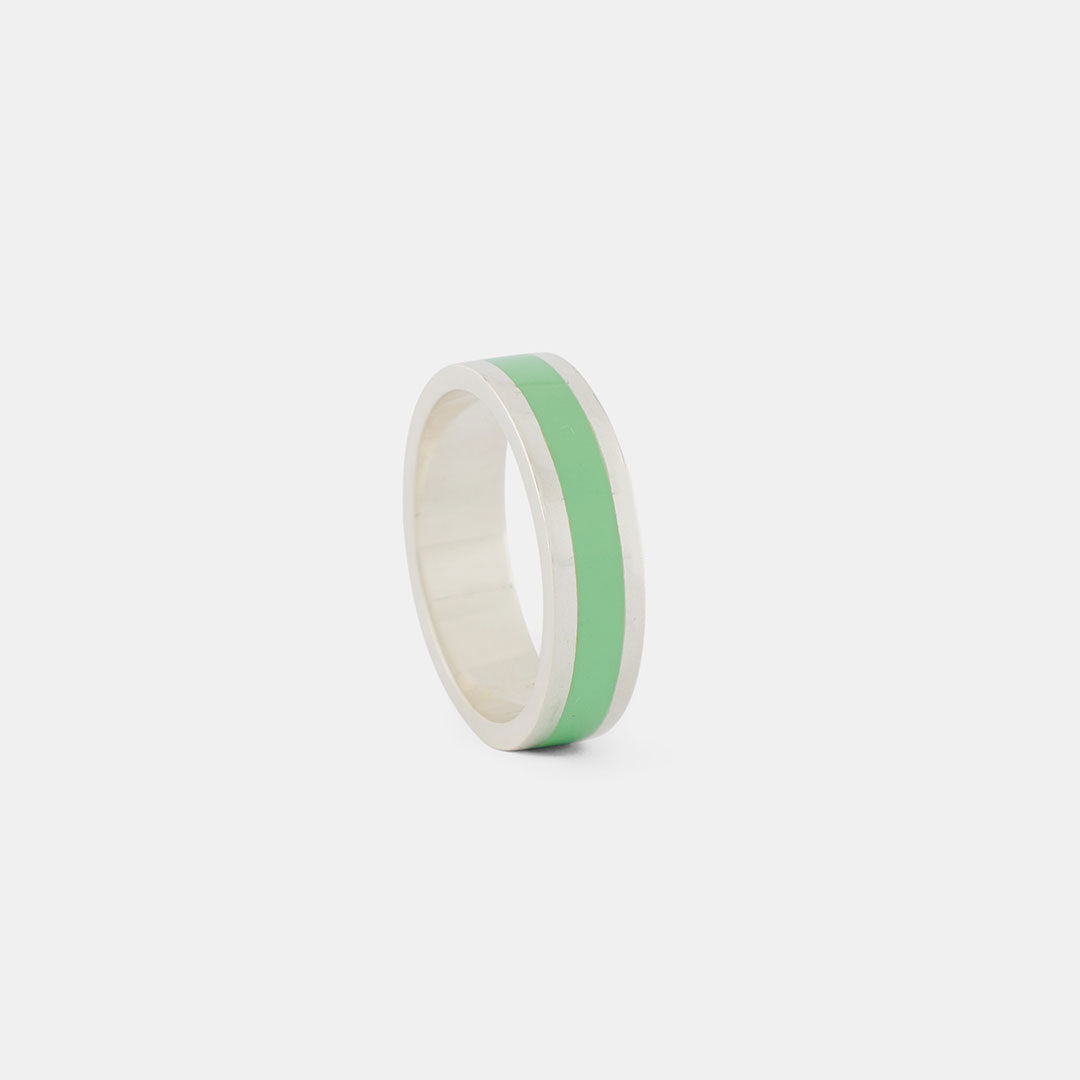 Silver Enamel Band Ring