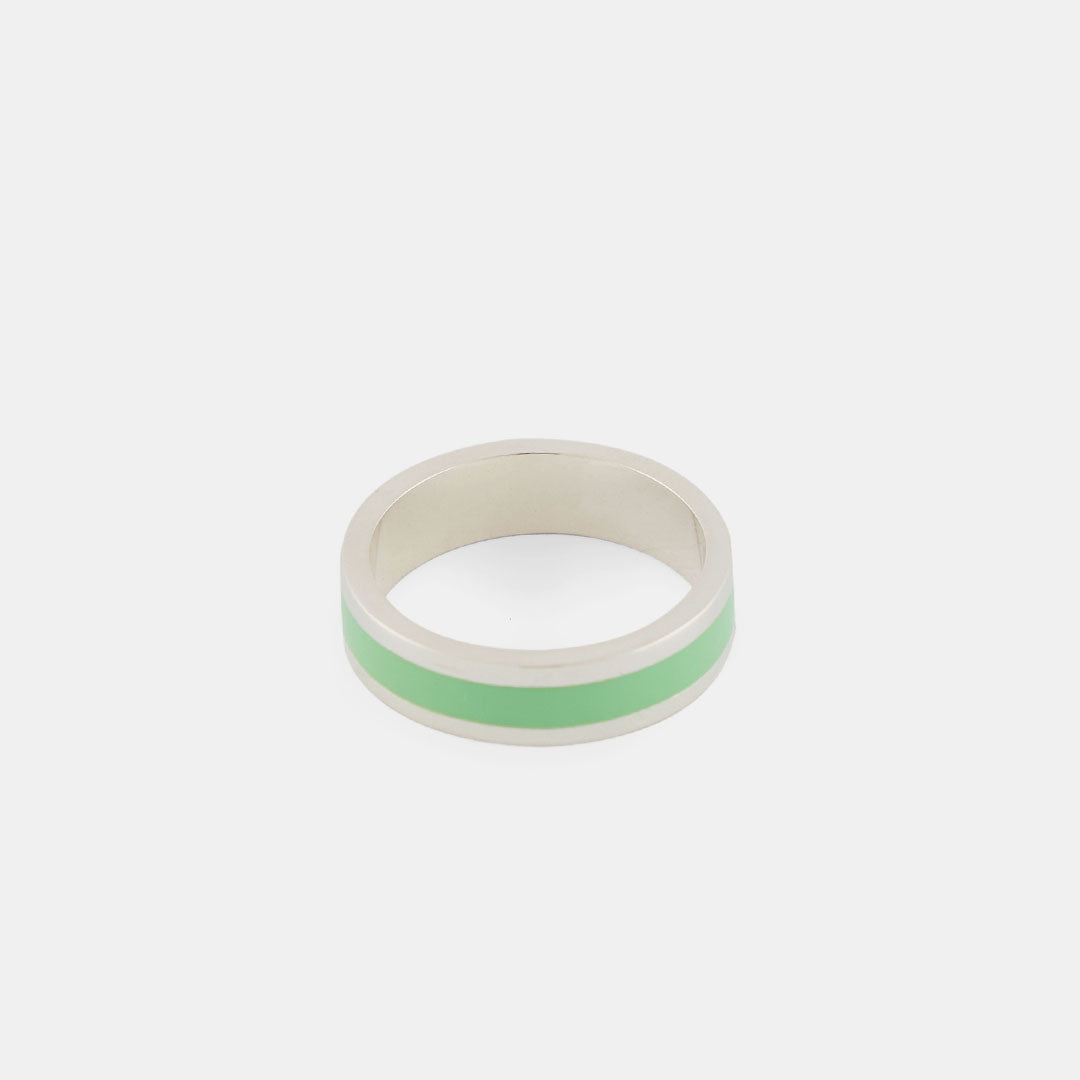 Silver Enamel Band Ring