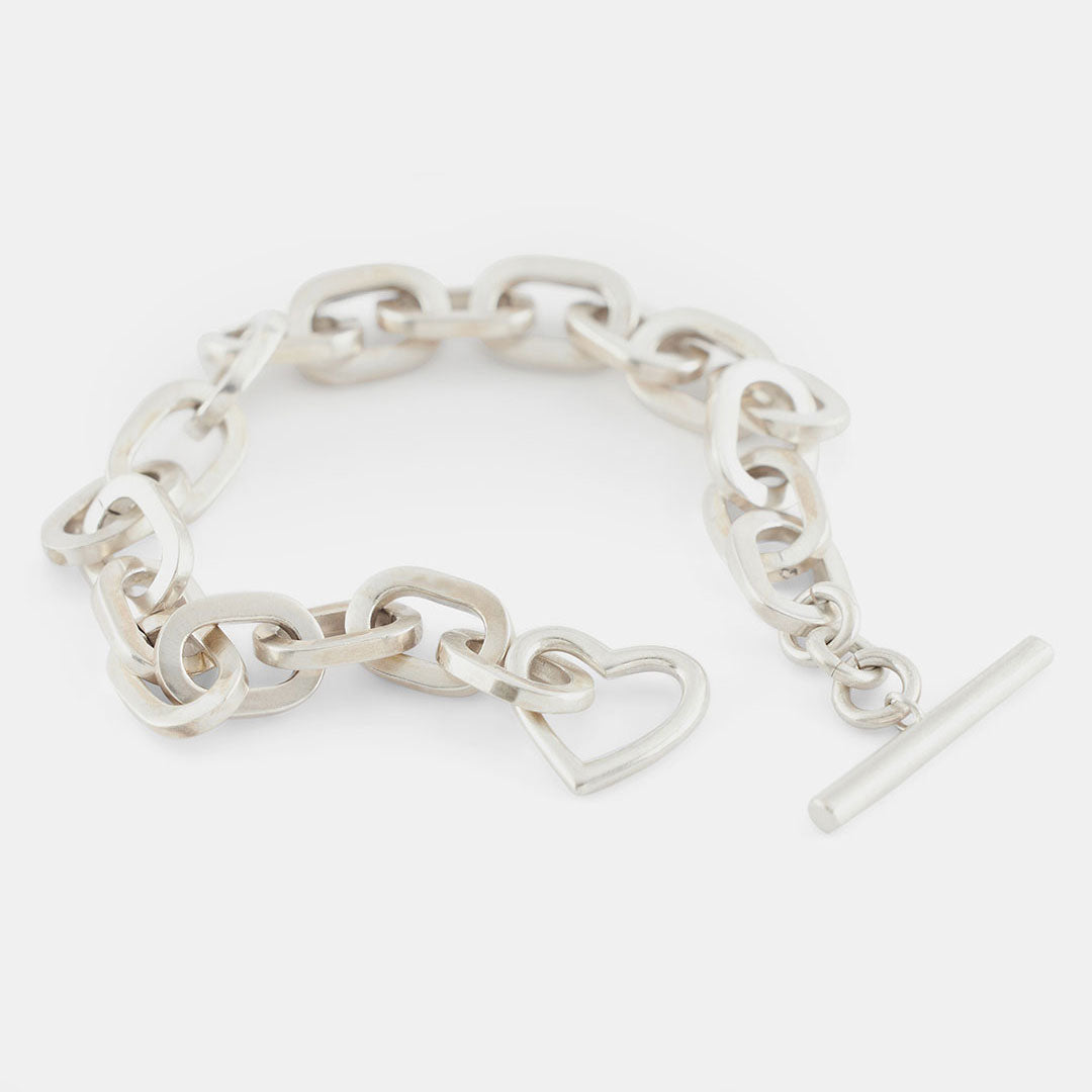 Silver Heart T-Bar Bracelet