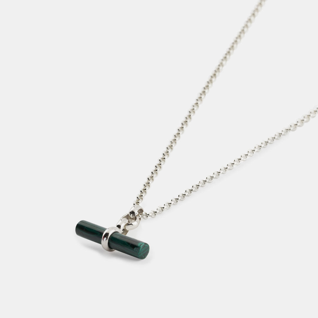 Silver Malachite T-Bar Necklace