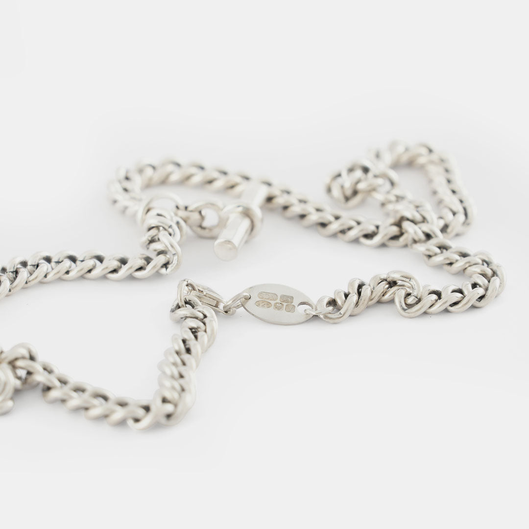 Silver Curb T-Bar Necklace