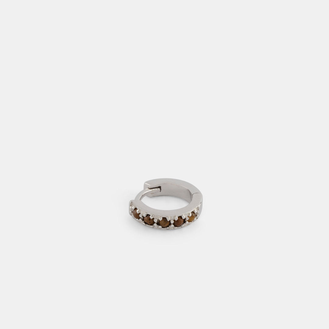 Silver Tigers Eye Hoop Earring Silver Tigers Eye Hoop Earring