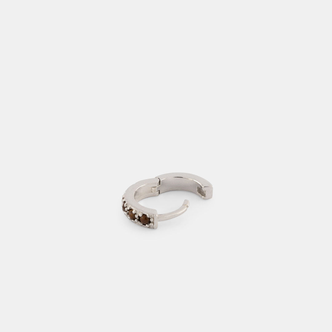 Silver Tigers Eye Hoop Earring Silver Tigers Eye Hoop Earring