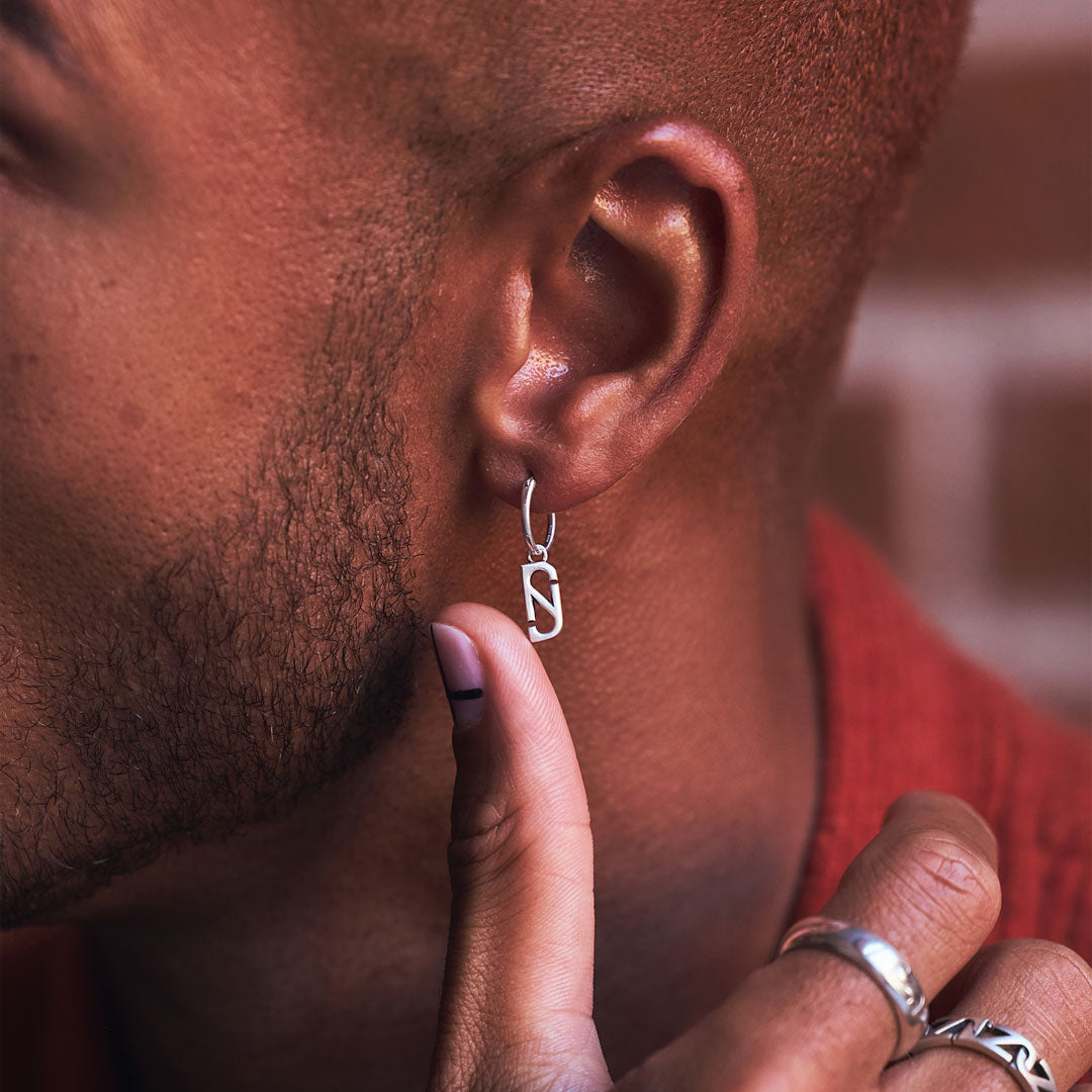 Silver Trademark Pendant Earring