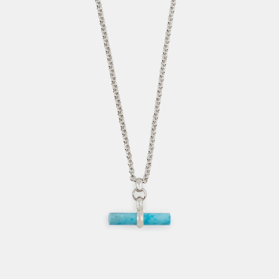 Silver Turquoise T-Bar Necklace