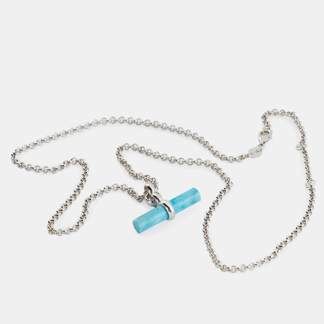 Silver Turquoise T-Bar Necklace