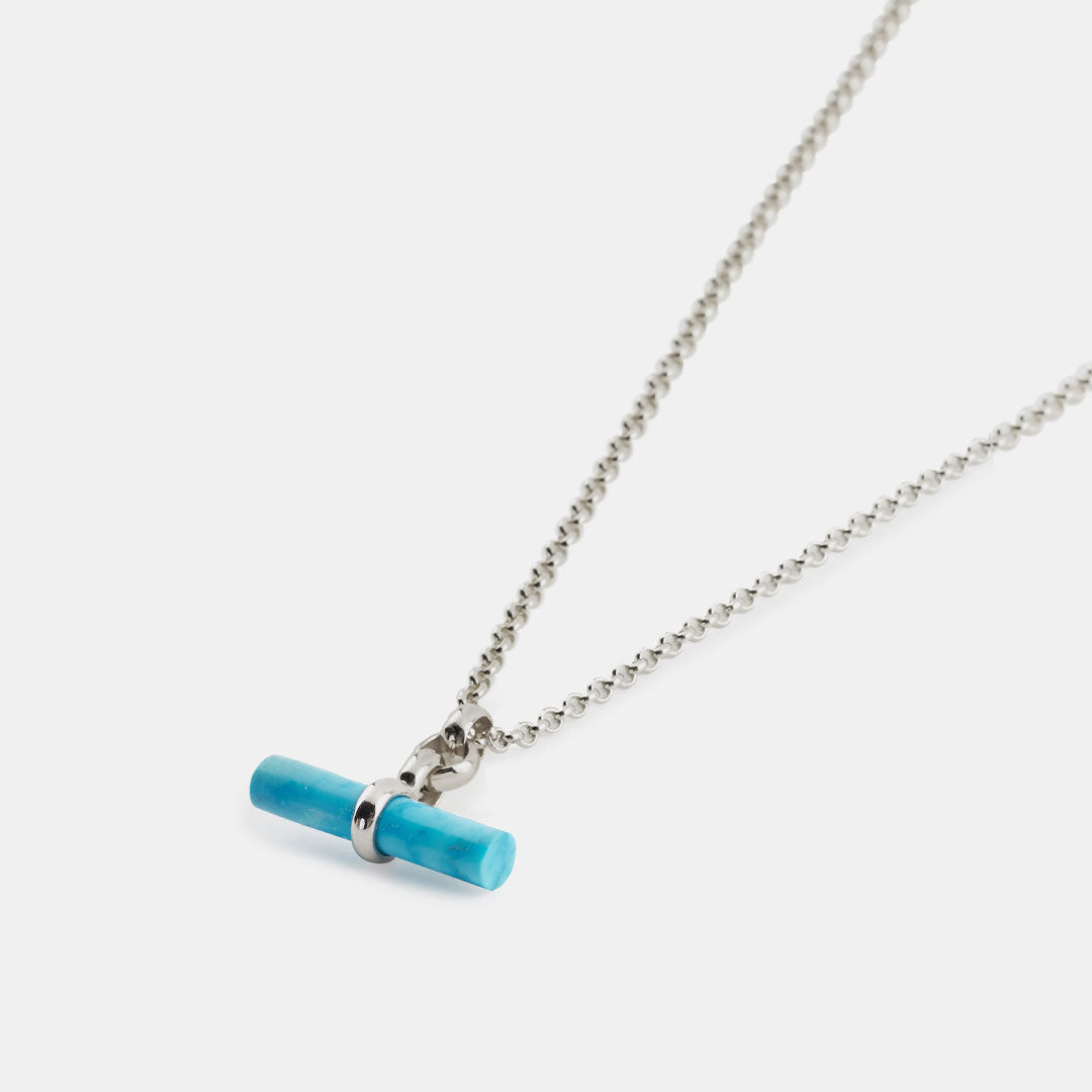 Silver Turquoise T-Bar Necklace