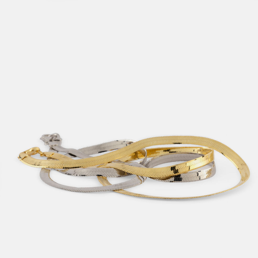 Gold Plated Silver Flat Snake Chain