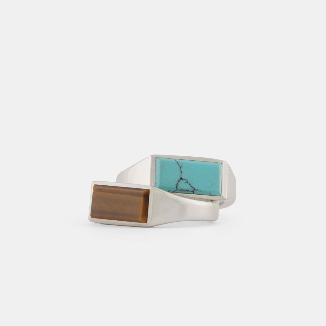 Silver Rectangle Turquoise Ring Silver Rectangle Turquoise Ring
