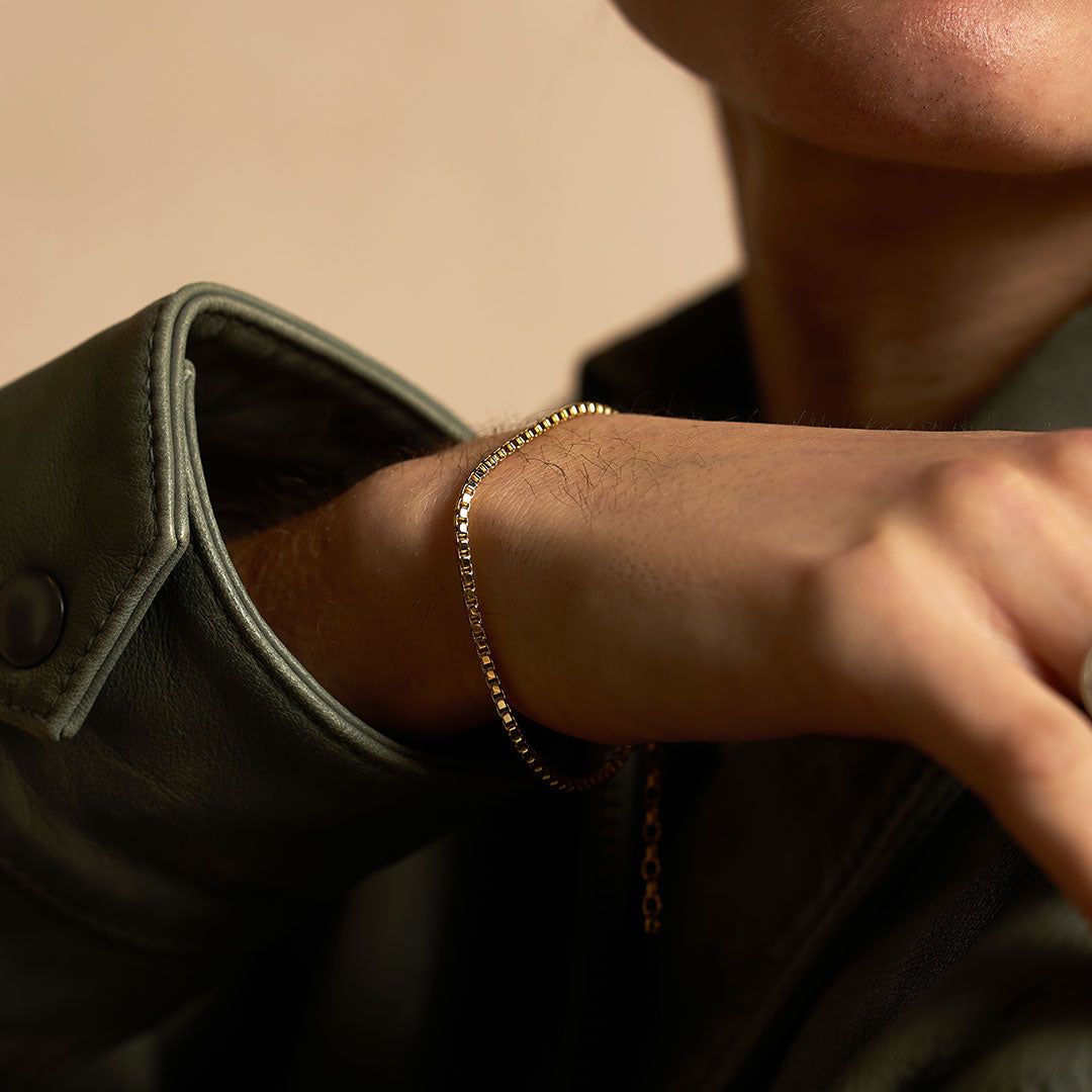 Gold Plated Silver Box Chain Bracelet Gold Plated Silver Box Chain Bracelet