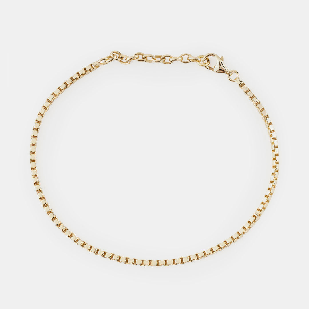 Gold Plated Silver Box Chain Bracelet Gold Plated Silver Box Chain Bracelet