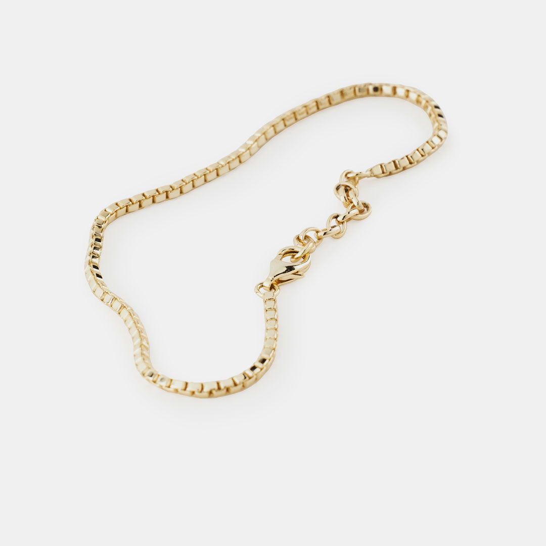 Gold Plated Silver Box Chain Bracelet Gold Plated Silver Box Chain Bracelet