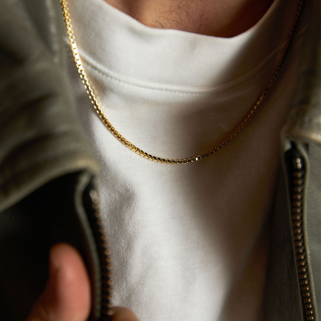 Gold Plated Silver Box Chain Necklace Gold Plated Silver Box Chain Necklace - Serge DeNimes