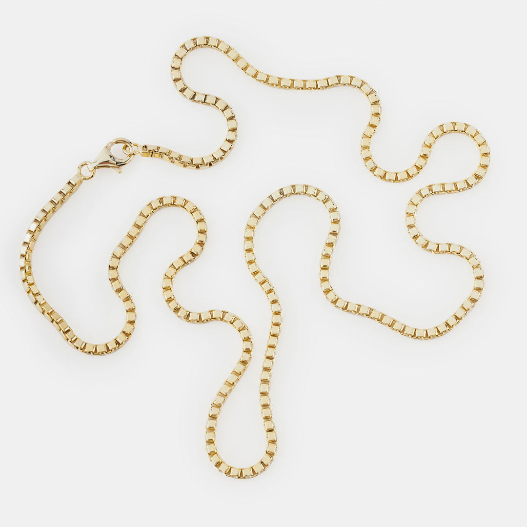 Gold Plated Silver Box Chain Necklace - Serge DeNimes