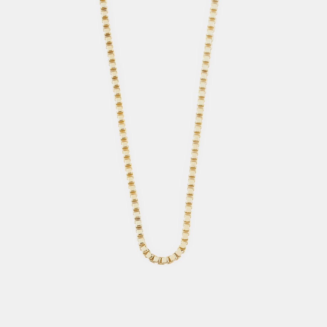 Gold Plated Silver Box Chain Necklace Gold Plated Silver Box Chain Necklace - Serge DeNimes