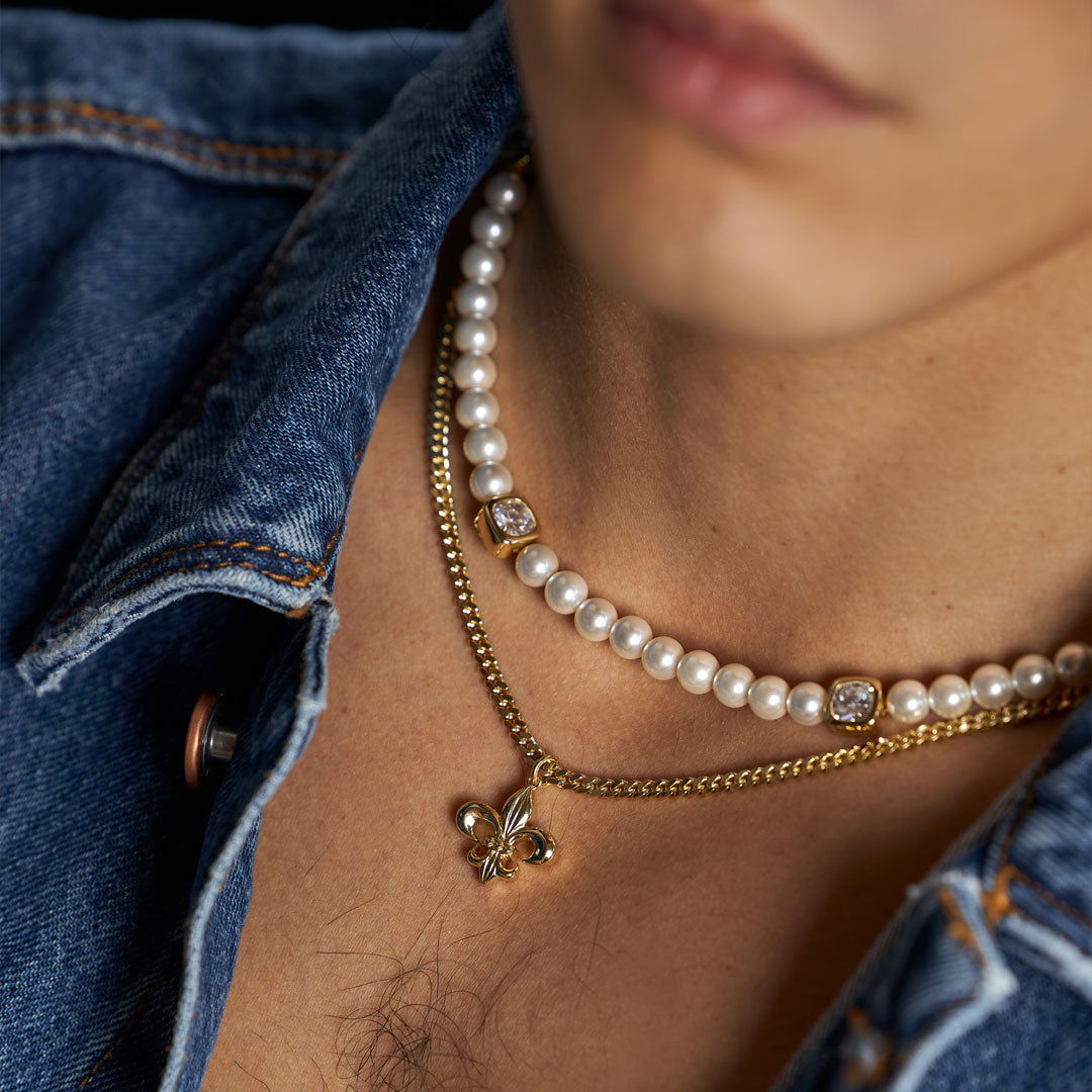 Gold Plated Silver Court Pearl Necklace - Serge DeNimes