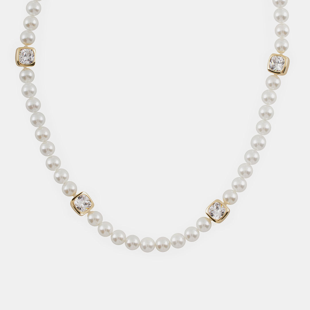 Gold Plated Silver Court Pearl Necklace - Serge DeNimes