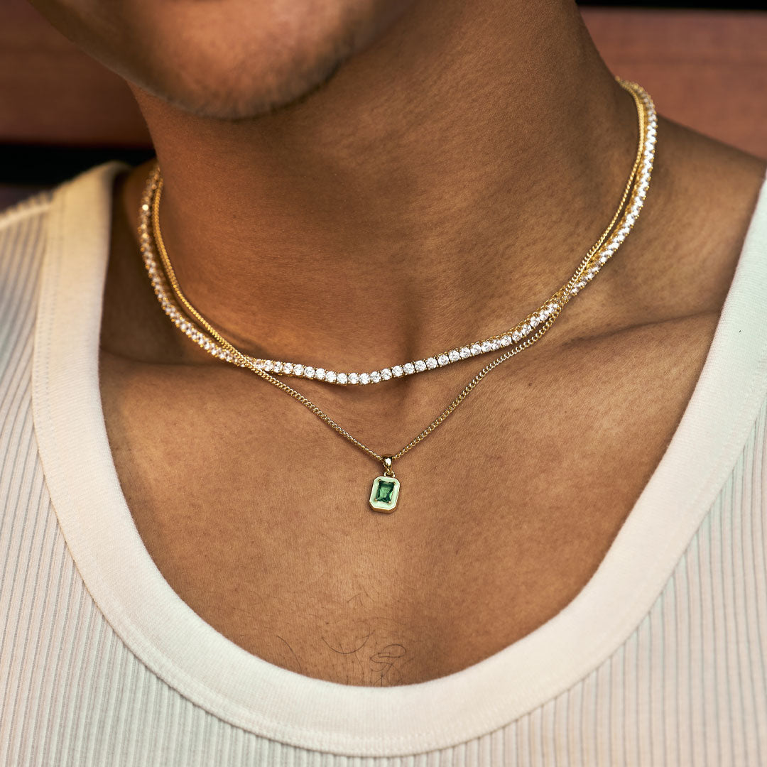 Gold Plated Silver Green Blush Necklace - Limited Edition Gold Plated Silver Green Blush Necklace - Limited Edition - Serge DeNimes