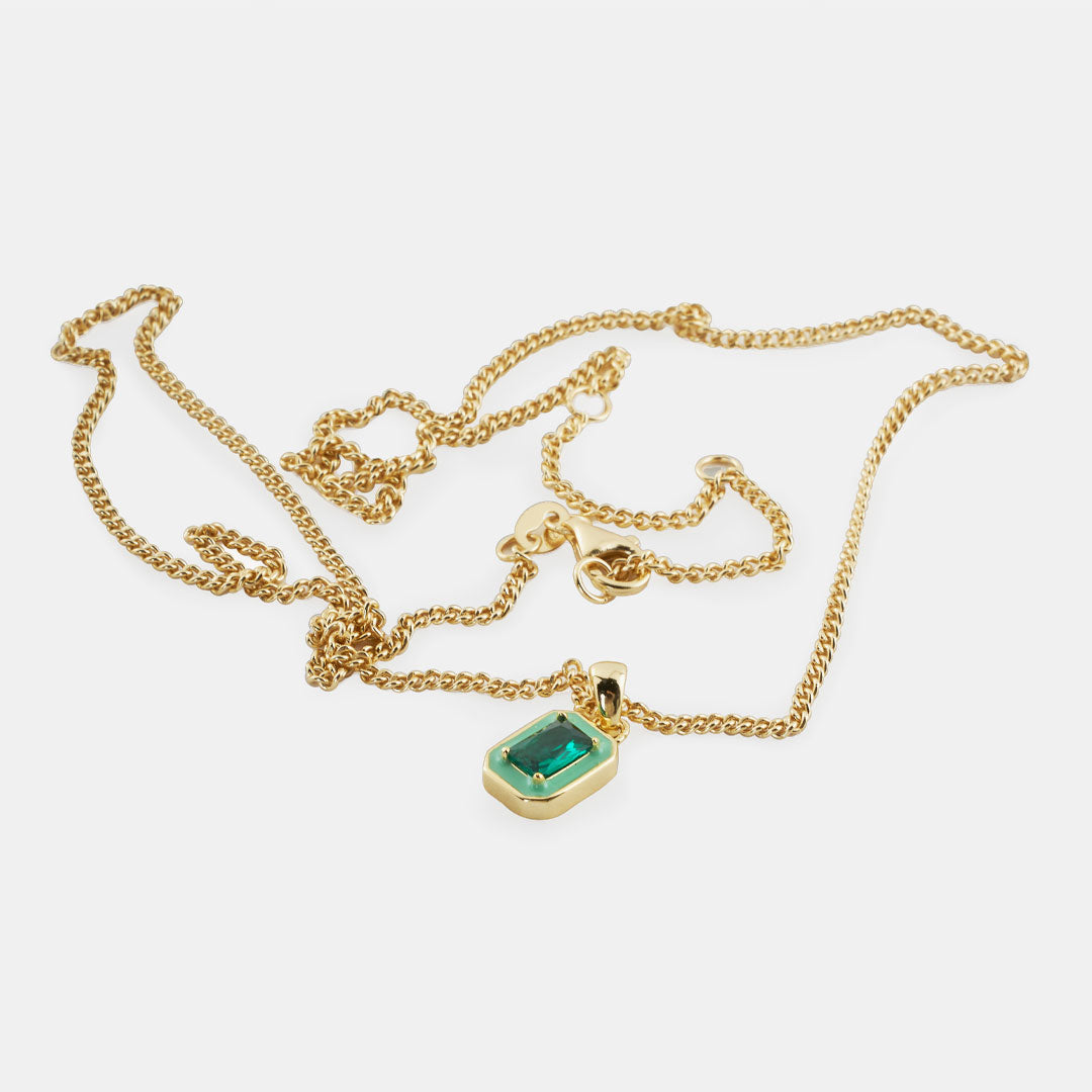 Gold Plated Silver Green Blush Necklace - Limited Edition - Serge DeNimes