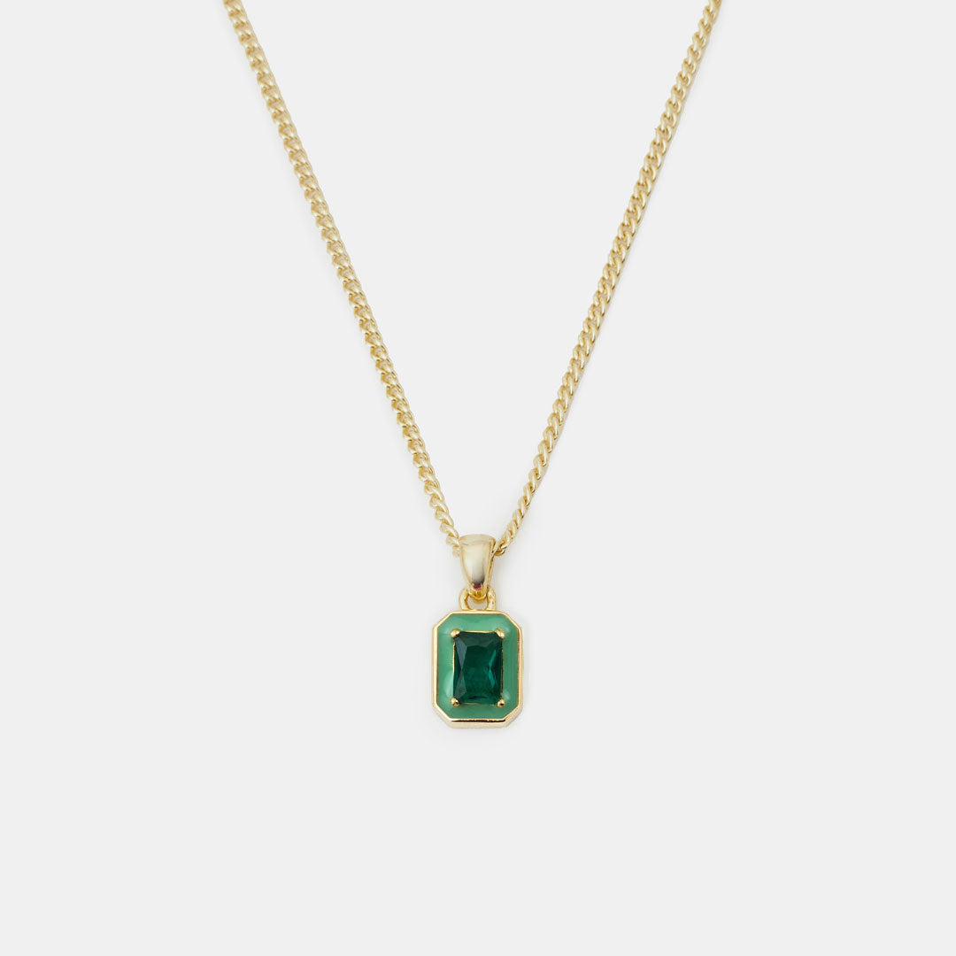 Gold Plated Silver Green Blush Necklace - Limited Edition - Serge DeNimes