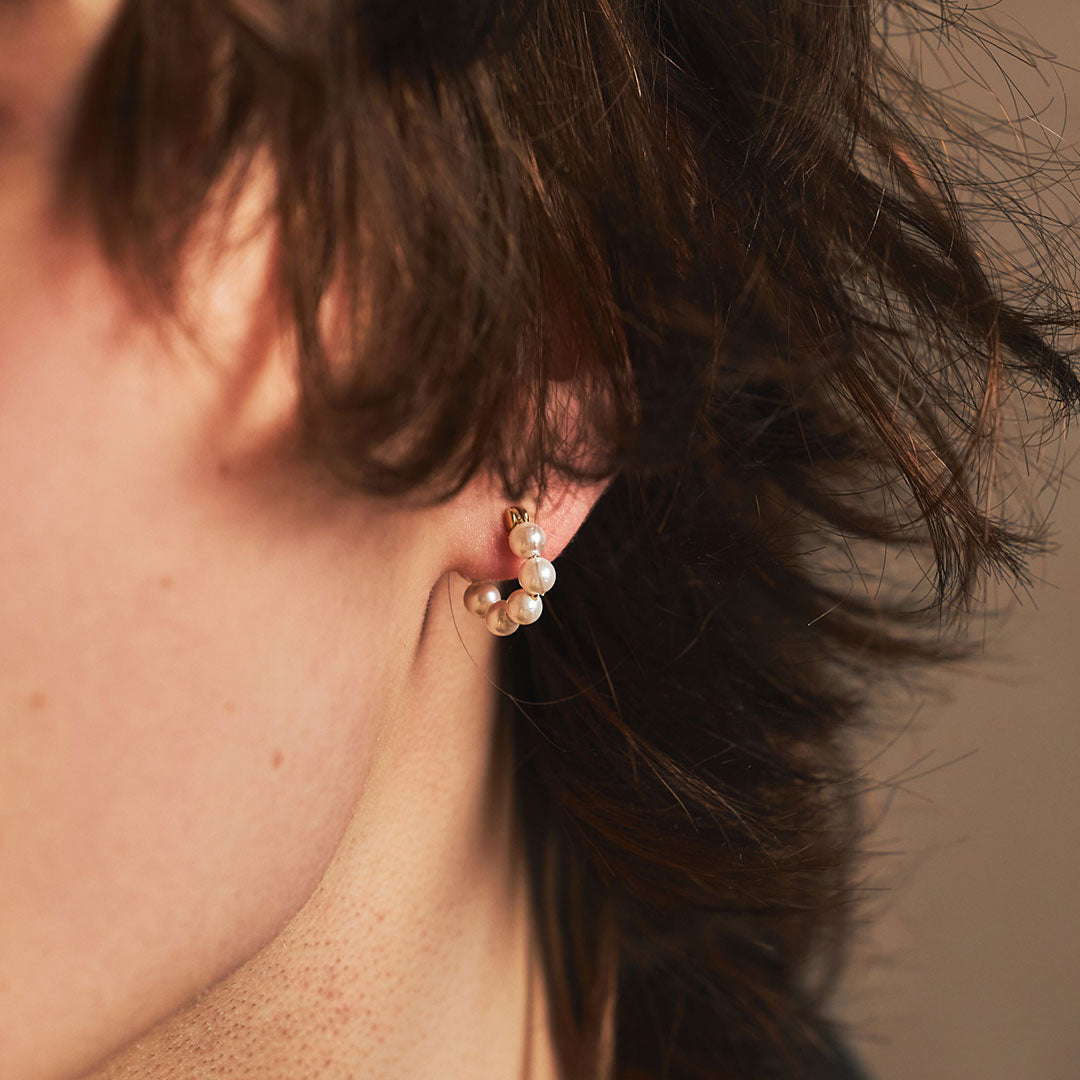 Gold Plated Silver Particle Hoop Earring