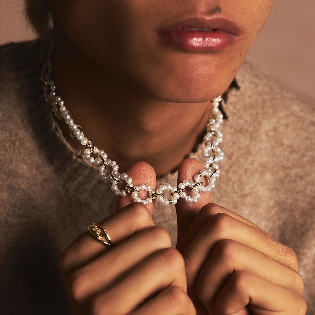 Gold Plated Silver Particle Necklace