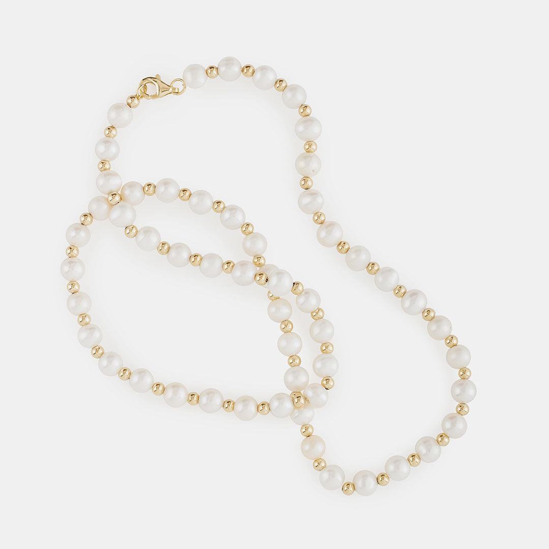 Gold Plated Silver Pearl Bead Necklace Gold Plated Silver Pearl Bead Necklace