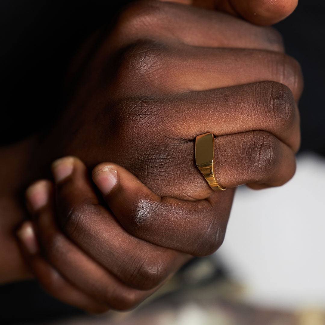 Gold Plated Silver Rectangle Signet Ring Gold Plated Silver Rectangle Signet Ring