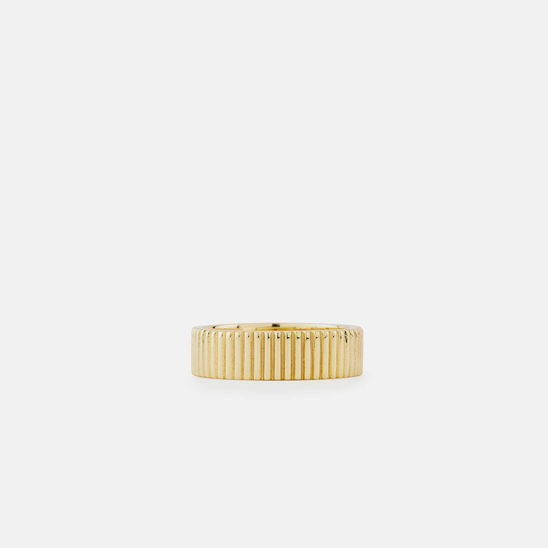 Gold Plated Silver Ridge Band Ring - Serge DeNimes