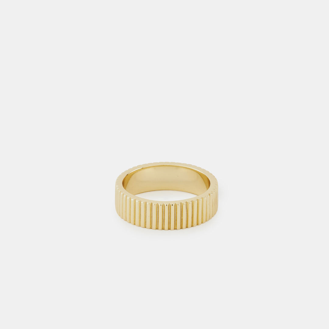 Gold Plated Silver Ridge Band Ring - Serge DeNimes